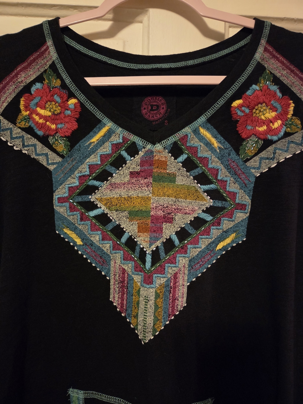Double D Ranch Black Tunic with Colorful Southwestern Embroidery - Picture 2 of 4